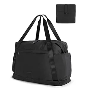 314C+WE546L. SS300  - BAGSMART Foldable Travel Duffle Bag, 30.6L Large Carry On Tote Bag Gym Sports Bag for Women, Weekender Overnight Bag for Travel Essentials & Daily Necessities(Black)