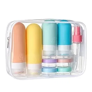 417yC03ZKyL. SS300  - Depoza 16 Pack Travel Bottles Set - TSA Approved Leak Proof Silicone Squeezable Containers for Toiletries, Conditioner, Shampoo, Lotion & Body Wash Accessories (16 pcs/White Pack)