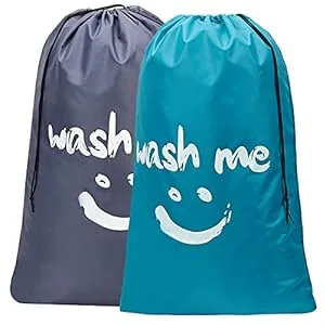 41AQn2fzEkS. SS300  - HOMEST 2 Pack XL Wash Me Travel Laundry Bag, Dirty Clothes Organizer, Large Enough to Hold 4 Loads of Laundry, Easy Fit a Laundry Hamper or Basket