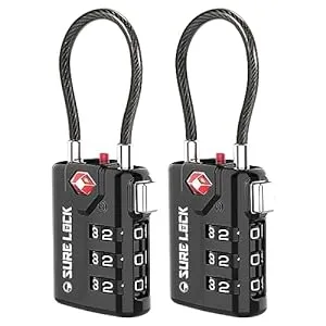 41ButCeQyqL. SS300  - SURE LOCK TSA Compatible Travel Luggage Locks, Inspection Indicator, Easy Read Dials - 2 pack