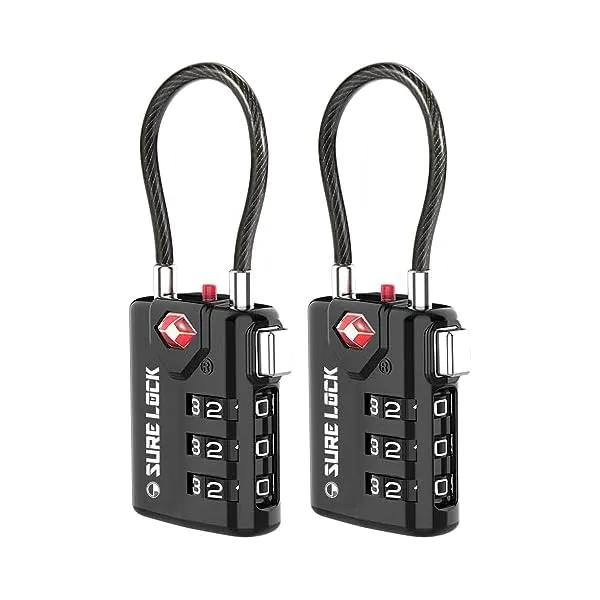 41ButCeQyqL. SS600  - SURE LOCK TSA Compatible Travel Luggage Locks, Inspection Indicator, Easy Read Dials - 2 pack