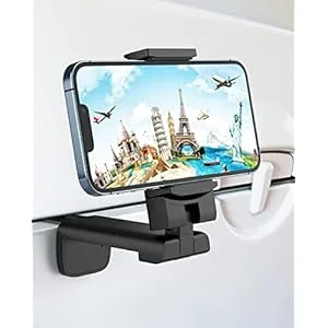 41WmktsGdqL. SS300  - MiiKARE Airplane Travel Essentials Phone Holder, Universal Handsfree Phone Mount for Flying with 360 Degree Rotation, Accessory for Airplane, Travel Must Haves Phone Stand for Desk, Tray Table
