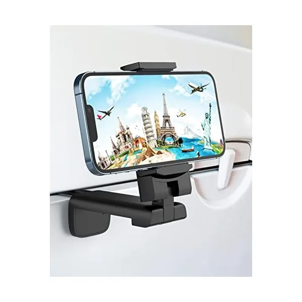 41WmktsGdqL. SS600  - MiiKARE Airplane Travel Essentials Phone Holder, Universal Handsfree Phone Mount for Flying with 360 Degree Rotation, Accessory for Airplane, Travel Must Haves Phone Stand for Desk, Tray Table