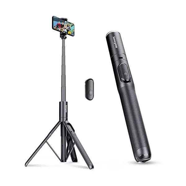 41cKGZw mGL. SS600  - Sensyne 60" Phone Tripod & Selfie Stick, Lightweight All in One Phone Tripod Integrated with Wireless Remote Compatible with All Cell Phones for Selfie/Video Recording/Photo/Live Stream/Vlog（Black）