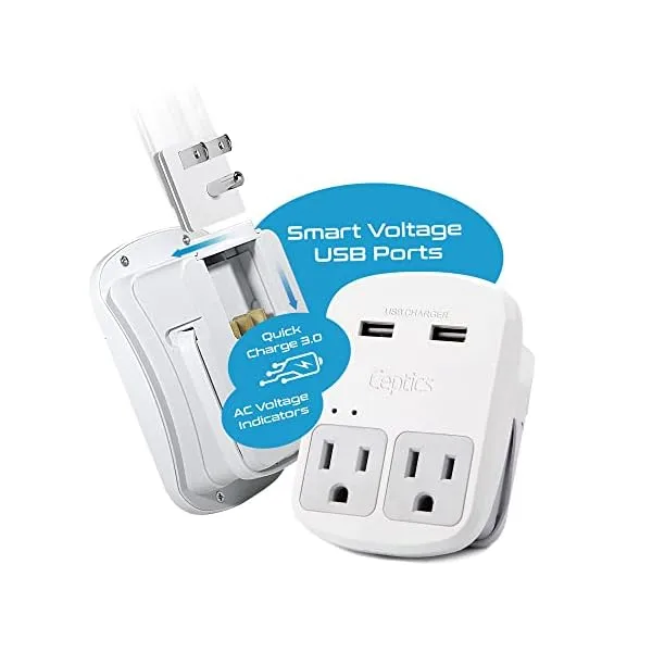 41e1gdPjgzL. SS600  - Ceptics World Travel Adapter Kit - QC 3.0 2 USB + 2 US Outlets, Surge Protection, Plugs for Europe, UK, China, Australia, Japan - Perfect for Laptop, Cell Phones, Cameras - Safe ETL Tested