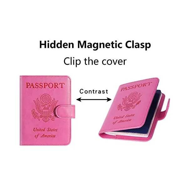 41jj8KzGhvL. SS600  - Passport Holder Cover Wallet RFID Blocking Leather Card Case Travel Accessories for Women Men (Pink)