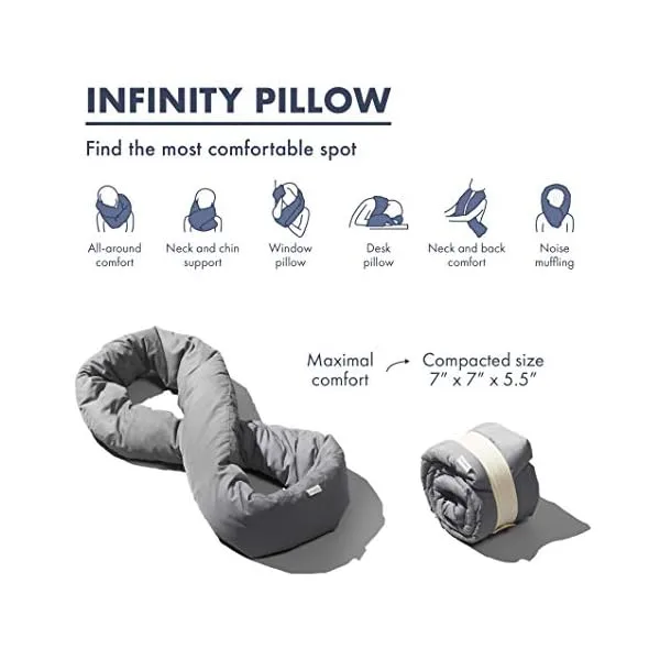 41navEw7ViL. SS600  - Huzi Infinity Pillow - Home Travel Soft Neck Scarf Support Sleep (Grey)