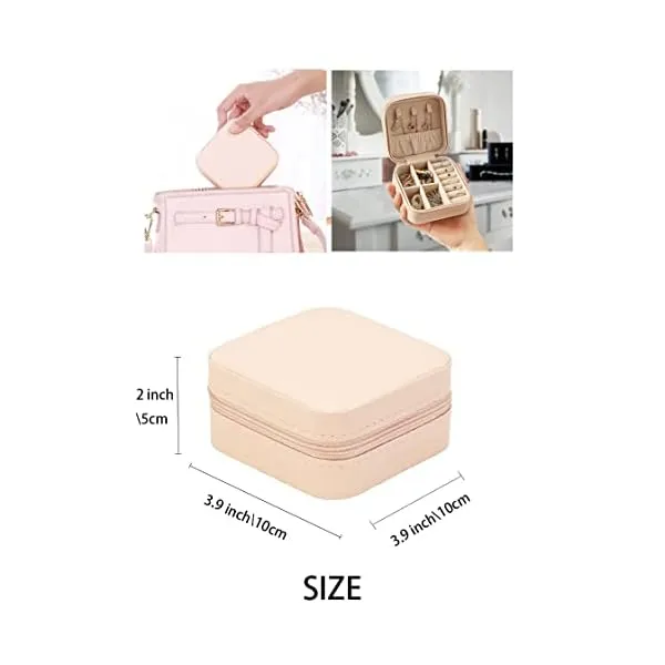 41quxozfCnL. SS600  - ZPROW Travel Jewelry Case, Mini Portable Jewelry Travel Boxes, Small Jewelry Organizer for Rings, Earrings, Pendants, Watches, Necklaces, Lipsticks Organizer Storage Holder Case (Pink)