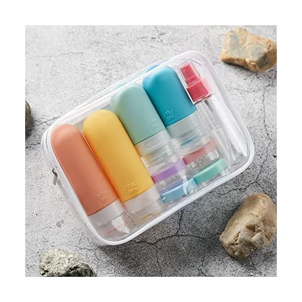 51+WPPjaJQL. SS600  - Depoza 16 Pack Travel Bottles Set - TSA Approved Leak Proof Silicone Squeezable Containers for Toiletries, Conditioner, Shampoo, Lotion & Body Wash Accessories (16 pcs/White Pack)