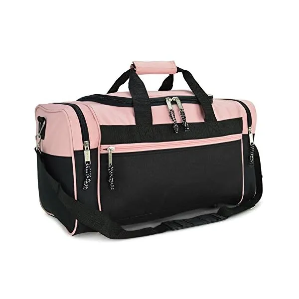 511zpQz1bDL. SS600  - DALIX 21" Blank Sports Duffle Bag Gym Bag Travel Duffel with Adjustable Strap in Pink