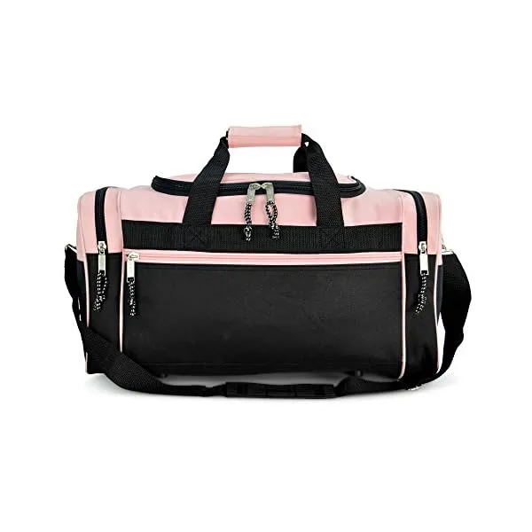 51BZxo8eKKL. SS600  - DALIX 21" Blank Sports Duffle Bag Gym Bag Travel Duffel with Adjustable Strap in Pink