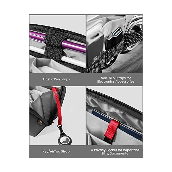 51MKXEw2 QL. SS600  - tomtoc Electronic Organizer Accessory Tech Pouch for MacBook Charger, Cables, Power Bank, Hard Drive, Cords, Water-resistant Storage Bag with Removable Card Slots for USB Adapter, Memory Card, Black