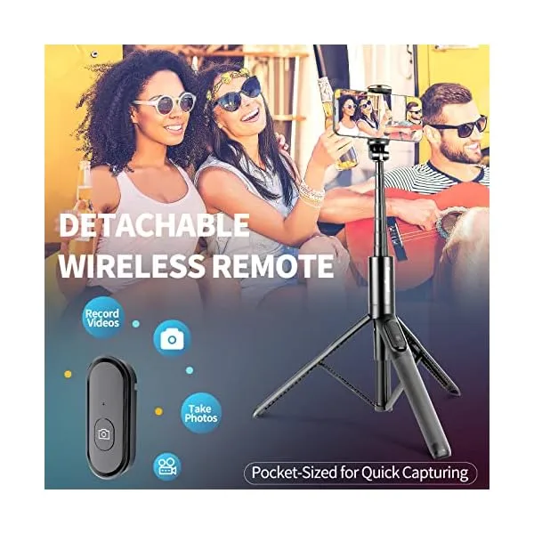 51PzfFR0SNL. SS600  - Sensyne 60" Phone Tripod & Selfie Stick, Lightweight All in One Phone Tripod Integrated with Wireless Remote Compatible with All Cell Phones for Selfie/Video Recording/Photo/Live Stream/Vlog（Black）