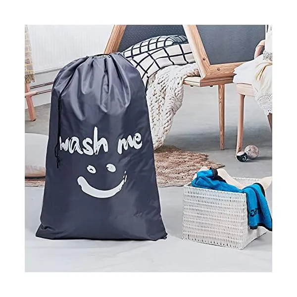 51gaPGvTxnS. SS600  - HOMEST 2 Pack XL Wash Me Travel Laundry Bag, Dirty Clothes Organizer, Large Enough to Hold 4 Loads of Laundry, Easy Fit a Laundry Hamper or Basket