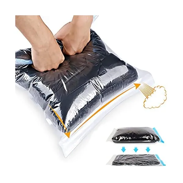51gtG bRlDL. SS600  - Compression Bags - Travel Accessories - 10 Pack Space Saver Bags - No Vacuum or Pump Needed - Vacuum Storage Bags for Travel Essentials - Home Packing-Organizers (Blue)
