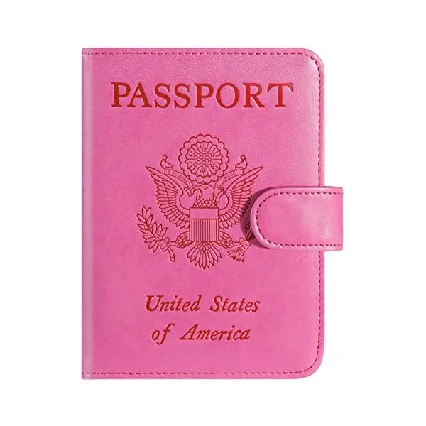 51k0iZsyApL. SS600  - Passport Holder Cover Wallet RFID Blocking Leather Card Case Travel Accessories for Women Men (Pink)