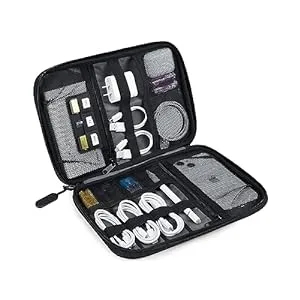 51s2p kGhjL. SS300  - BAGSMART Electronics Organizer Travel Case, Small Cable Organizer Bag for Essentials, Tech Organizer as Accessories, Cord Organizer for Phone, Power Bank, SD Card, Black